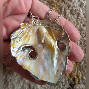 Blister M Pearl Necklace platinum / Sterling . Repurposed Vintage Piece By Me